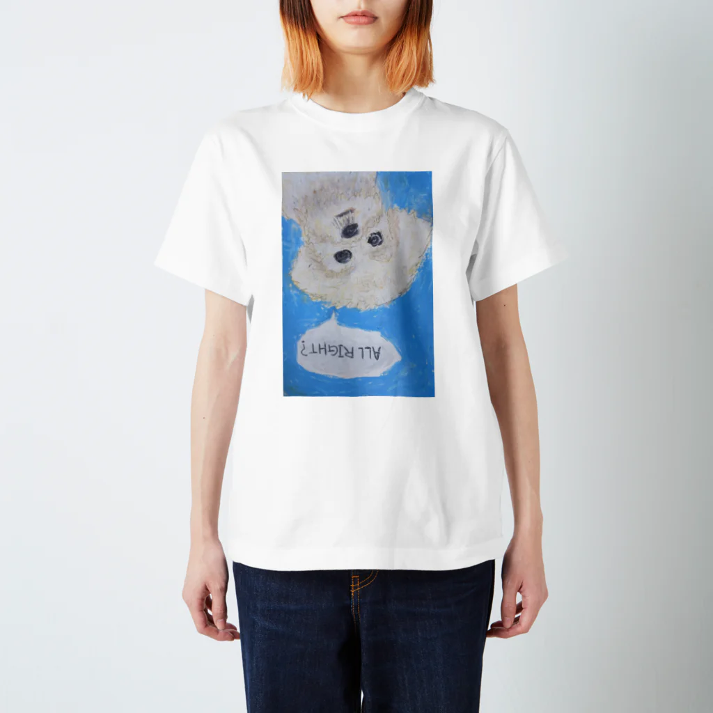 ルーナ│障害者アート の心配する犬 スタンダードTシャツ