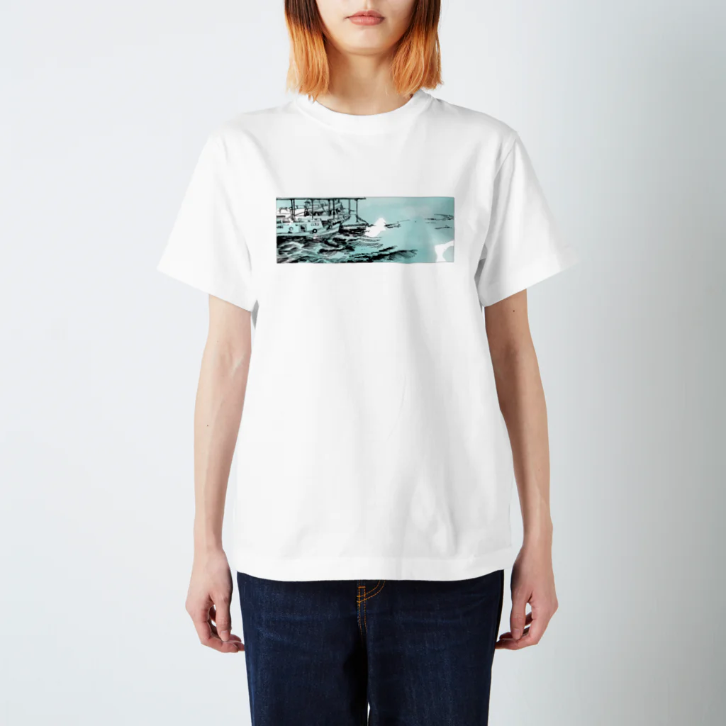 トモヅカ の海と船 ドローイング スタンダードTシャツ