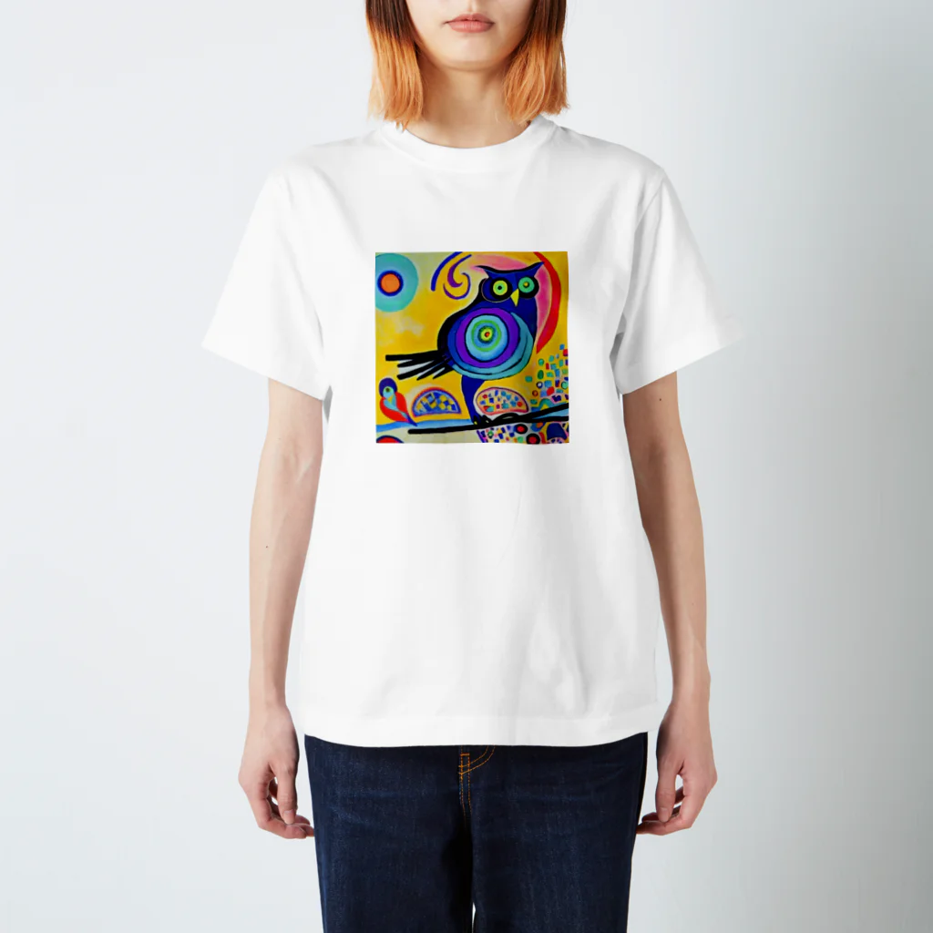 切り絵アート作家　梅田直人のふくろう スタンダードTシャツ