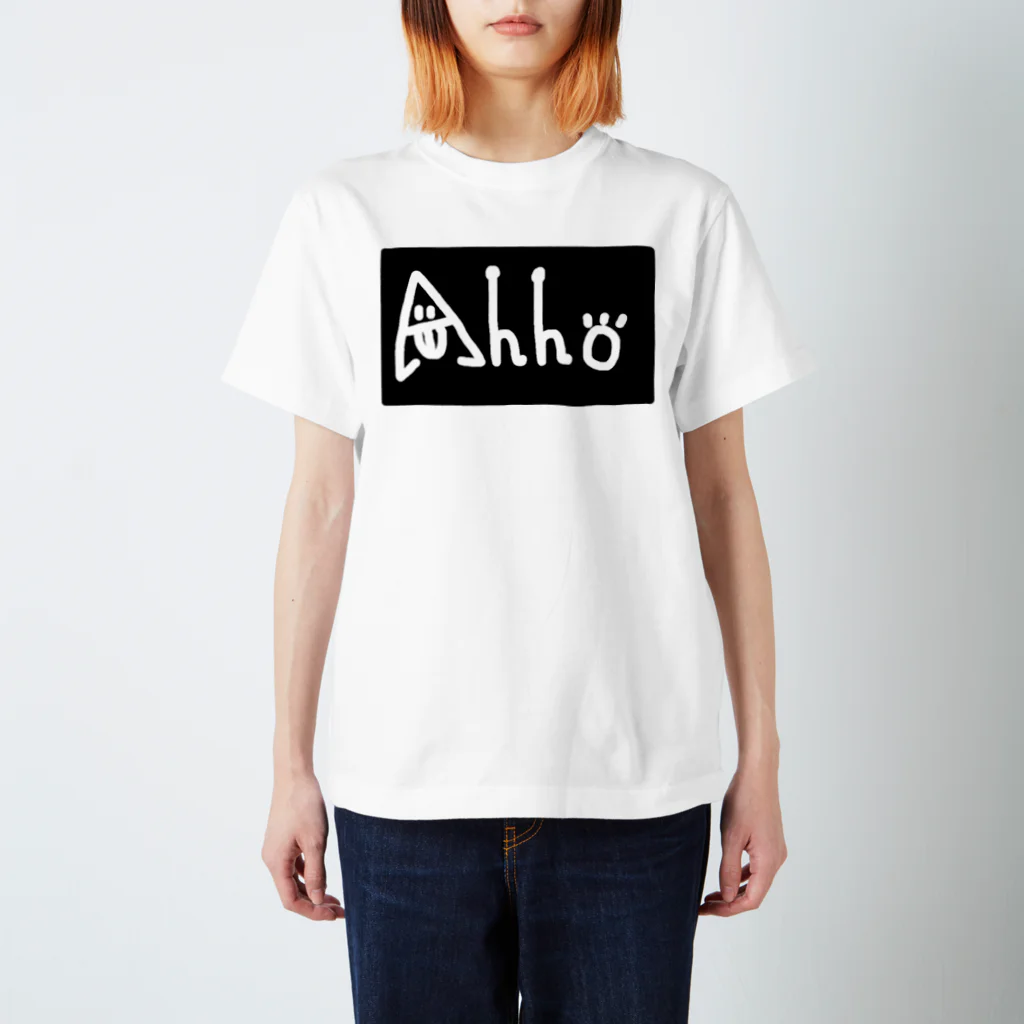 AhhoのAhhoロゴ黒×白 スタンダードTシャツ