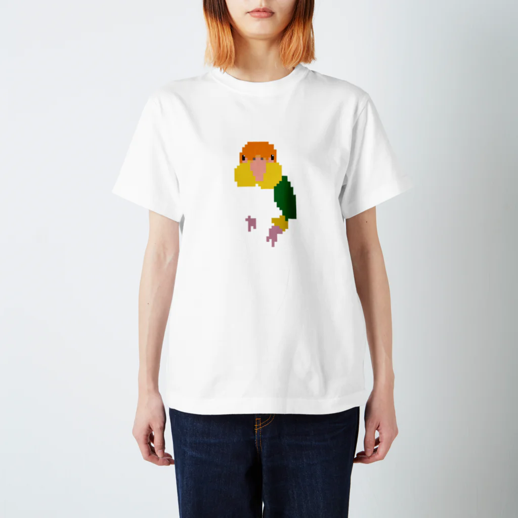 にんげんのドット絵になったシロハラインコ スタンダードTシャツ