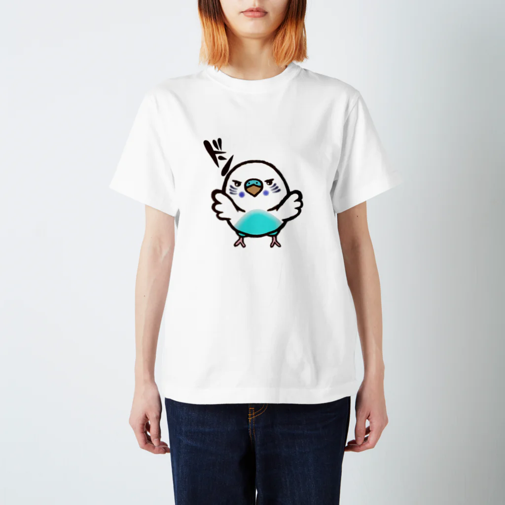 いちたまや  出張店の壁ドンインコ（白ハルクイン） スタンダードTシャツ