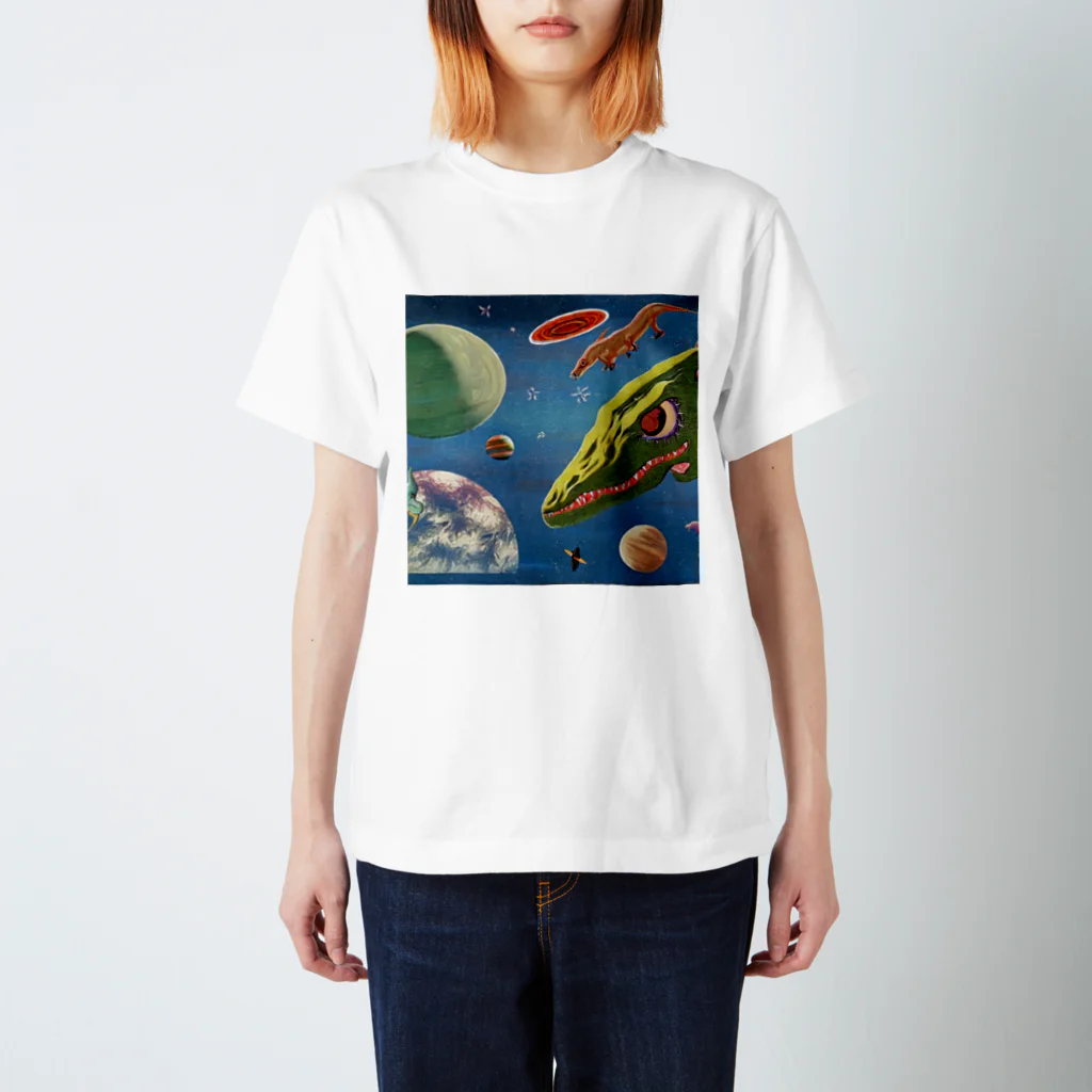 世界に1つだけのTシャツ屋【一点ものアートTシャツ専門店】の恐竜と惑星とUFO スタンダードTシャツ