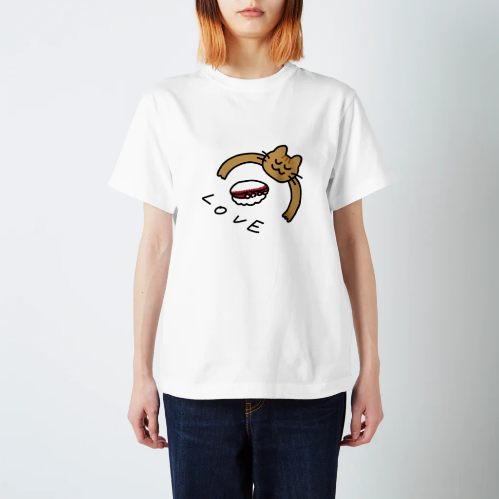 おむすびホンポのたこずしLOVEねこ スタンダードTシャツ