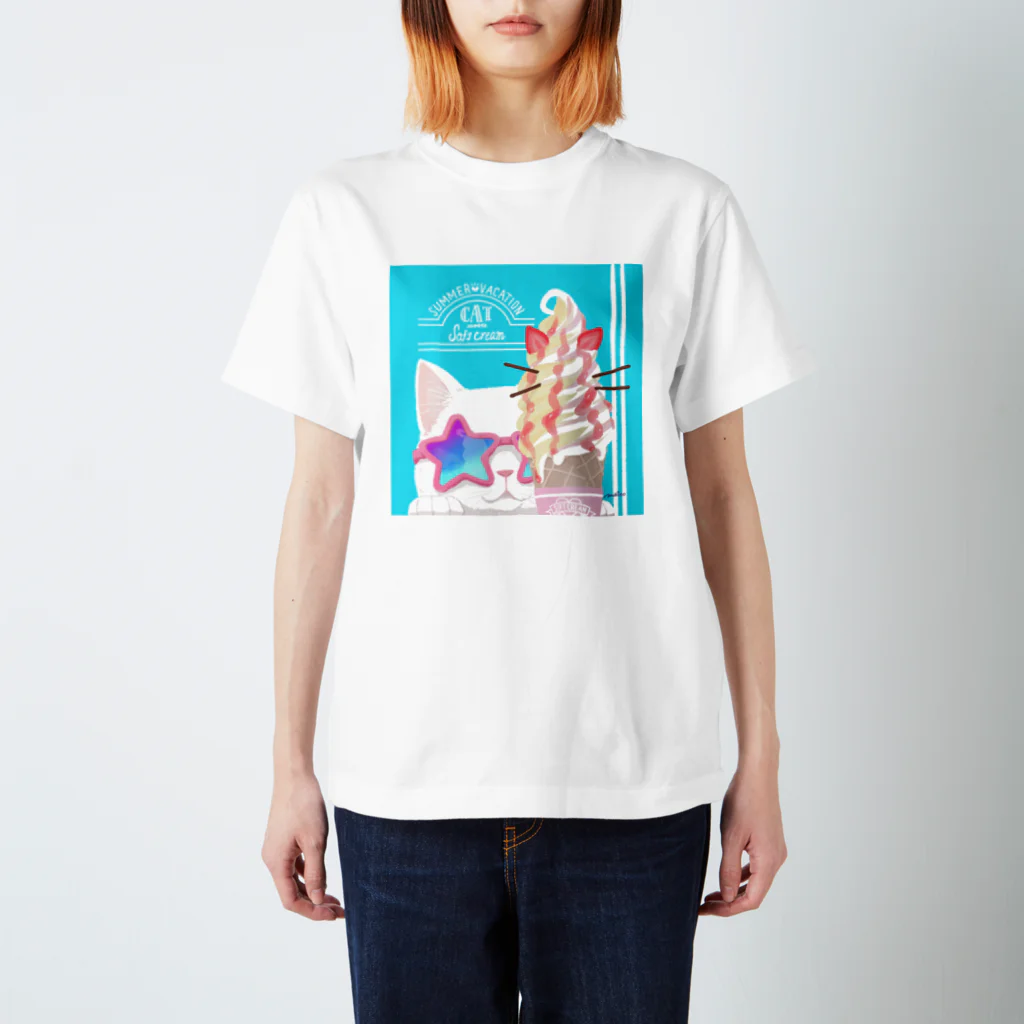 kima-maniのCat meet softcream スタンダードTシャツ