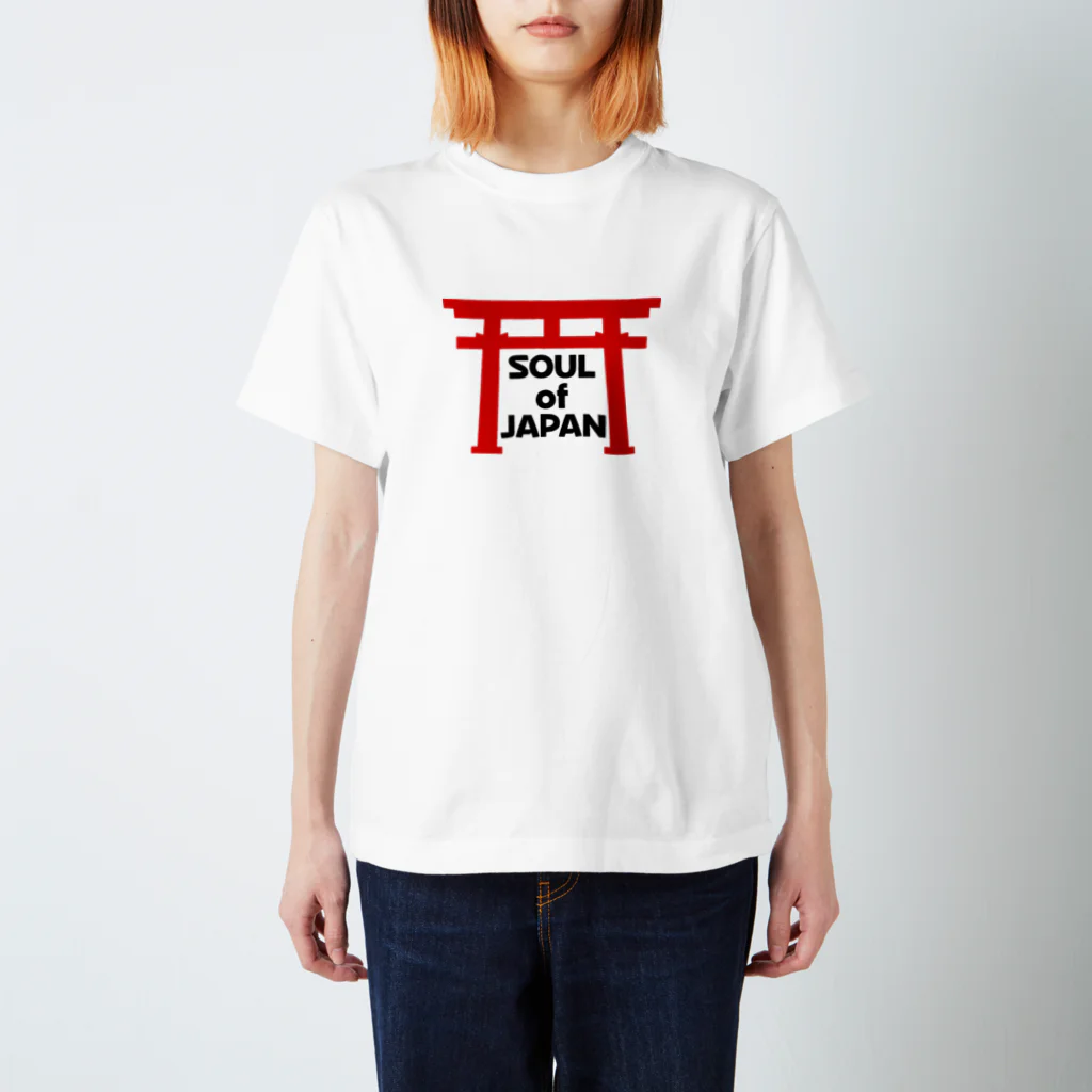 QUQU_WORKSのソウルオブジャパン 鳥居デザイン 黒文字 スタンダードTシャツ