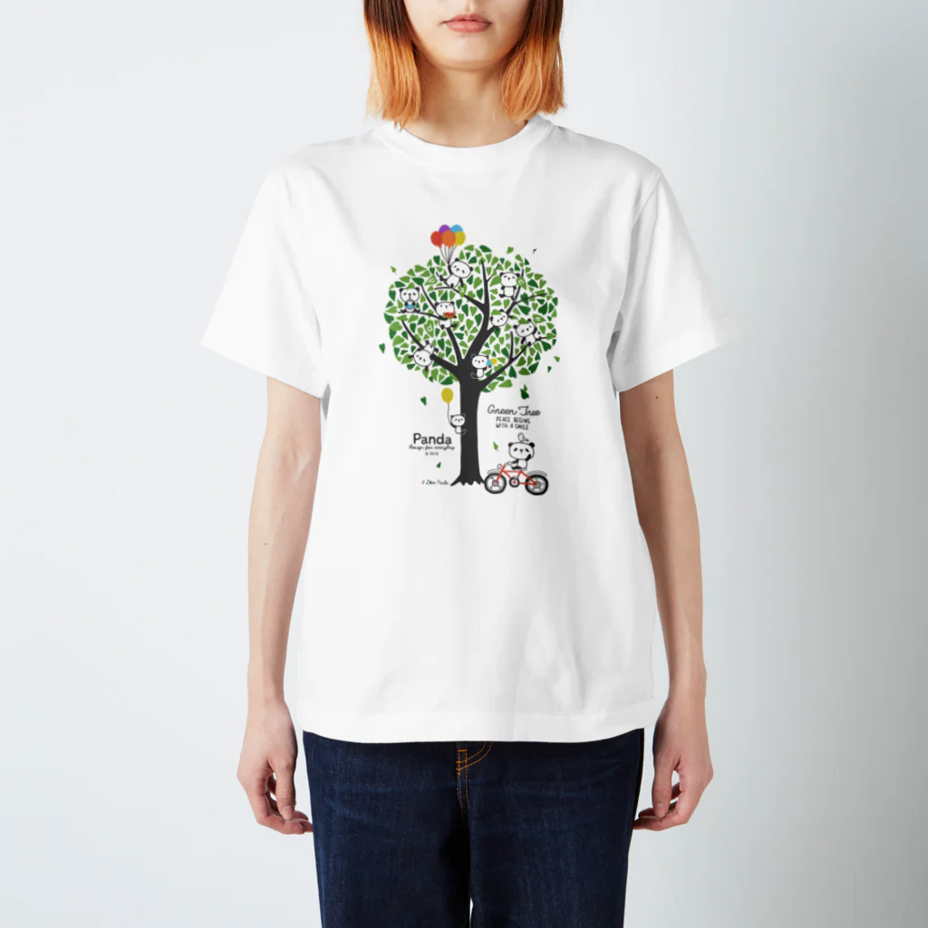 Design For Everydayのパンダと緑の木（Panda & Green Tree） スタンダードTシャツ