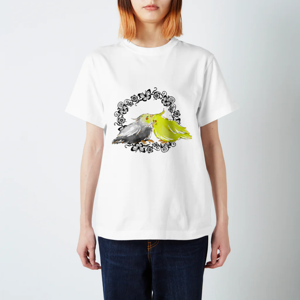 オカ愛のオカメインコ（花蔦） スタンダードTシャツ