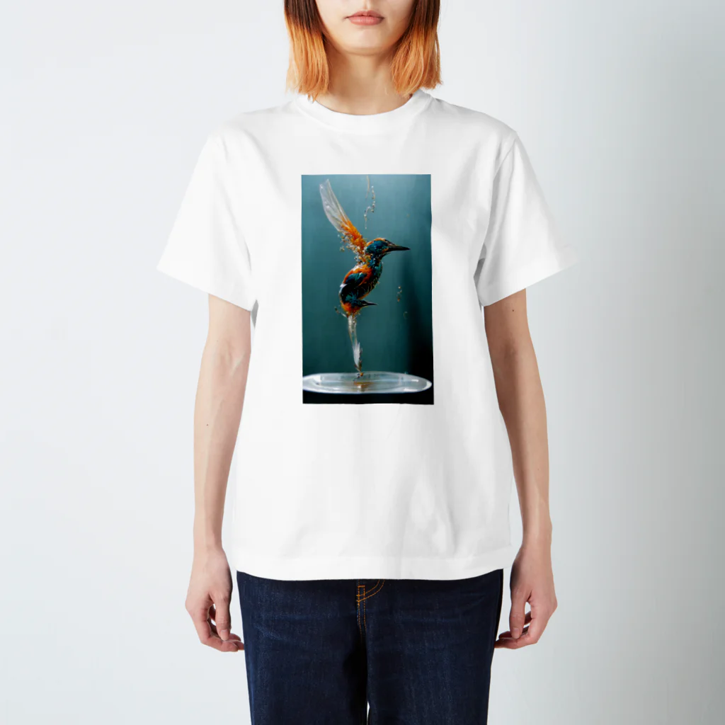 mm765【なむこ】の【Splash Kingfisher】 カワセミ 翡翠 kingfisher   Regular Fit T-Shirt