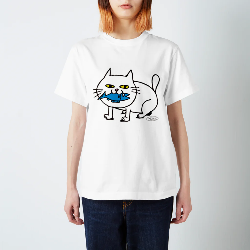 000megumi000のお魚くわえた猫 スタンダードTシャツ