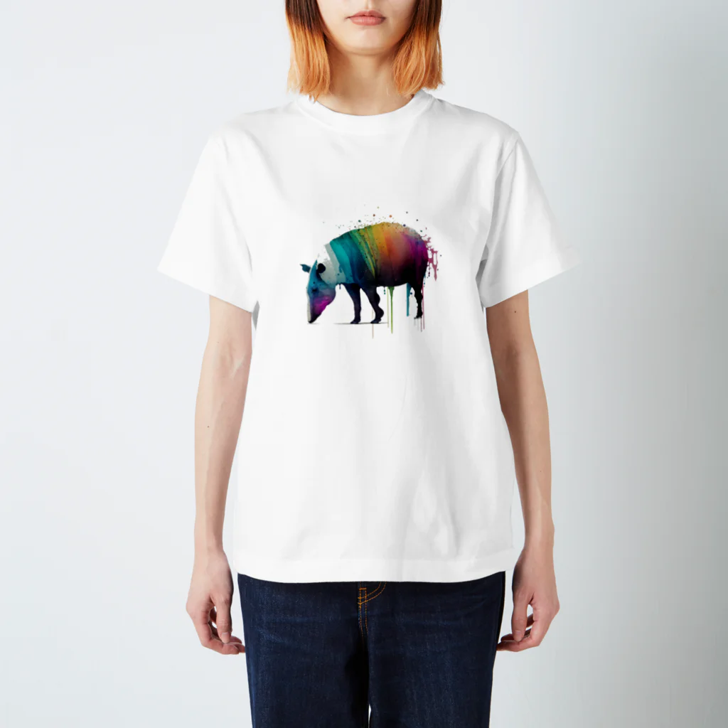 カラフルな動物図鑑のマレーバク Regular Fit T-Shirt