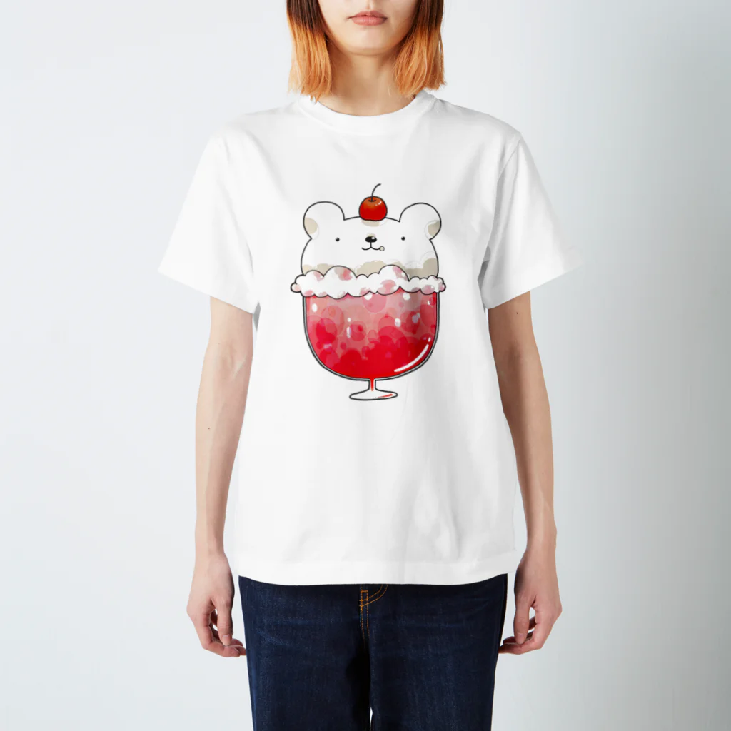 pecori ぺこりのしろくまのクリームソーダ いちご味 Regular Fit T-Shirt