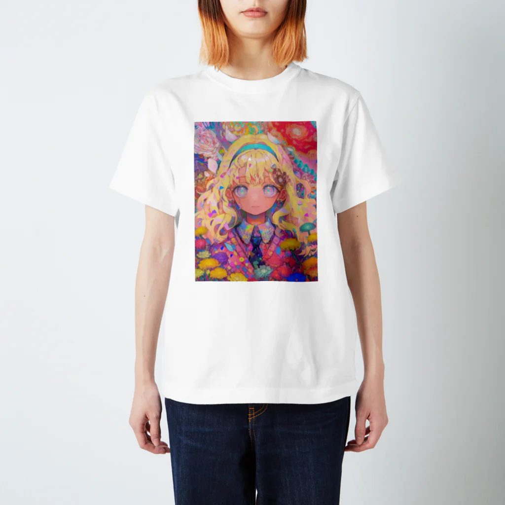 HimizuMenouの花に包まれた制服少女 スタンダードTシャツ