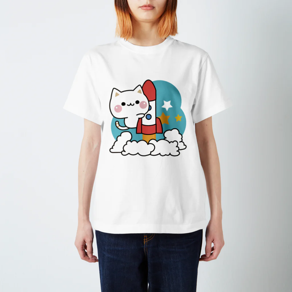 DECORの気づかいのできるネコ　ロケットver. スタンダードTシャツ