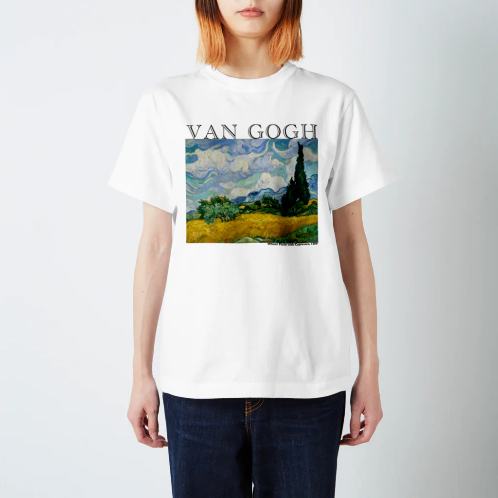 MUGEN ARTのゴッホ　糸杉のある麦畑　Wheat Field with Cypresses スタンダードTシャツ