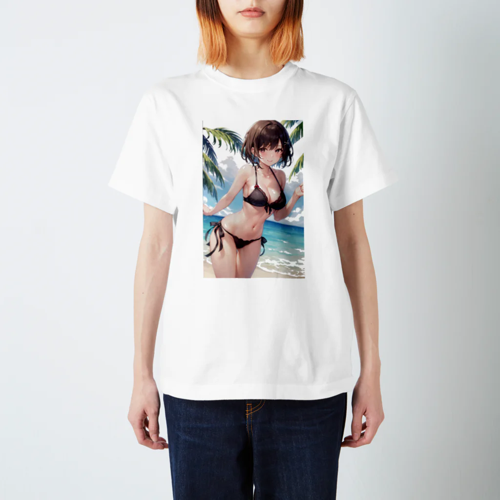 天乃鯱の黒ビキニのお姉さんイラスト Regular Fit T-Shirt