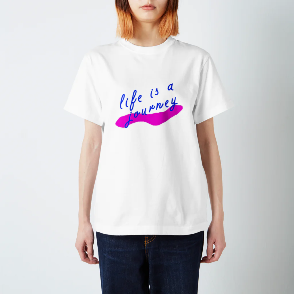 rihomiyakeの人生は旅だ　ピンク スタンダードTシャツ