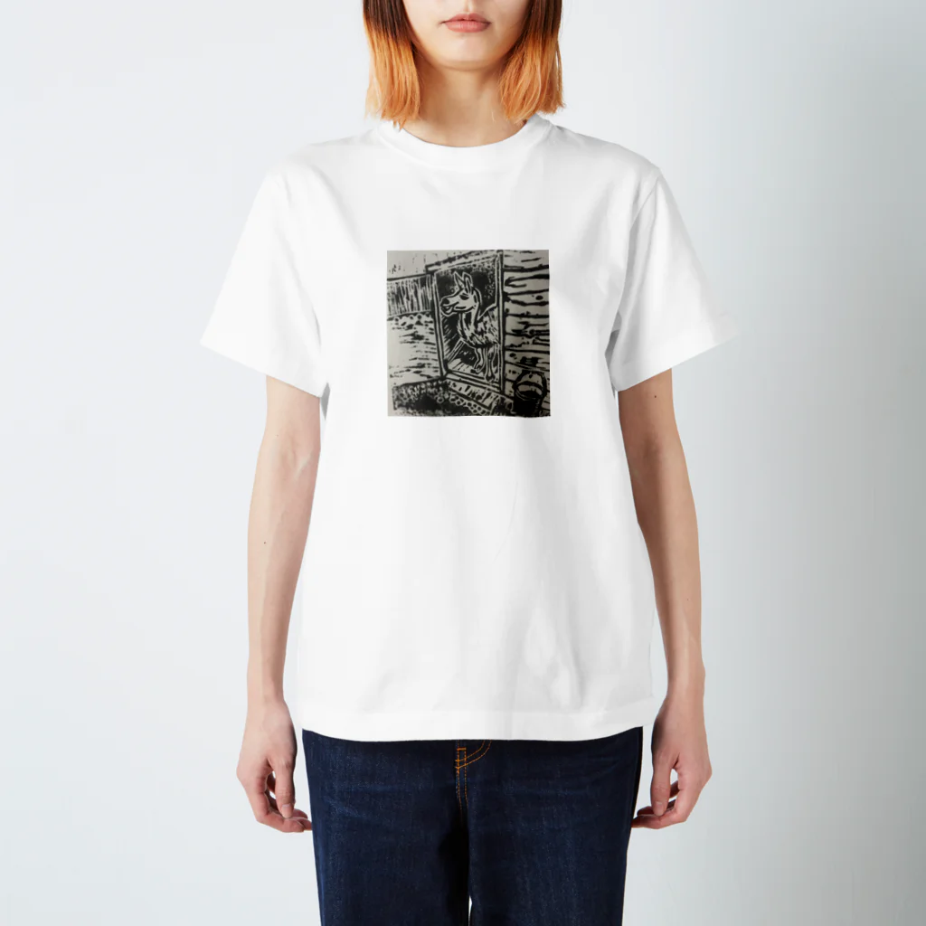 蝉丸版画のアルパカ版画 スタンダードTシャツ