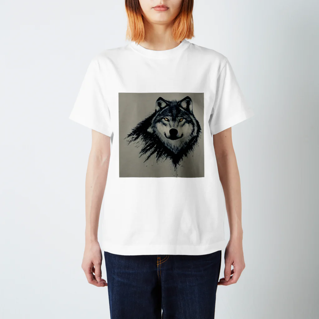 MIAU@AIイラストの凛々しいオオカミ Regular Fit T-Shirt