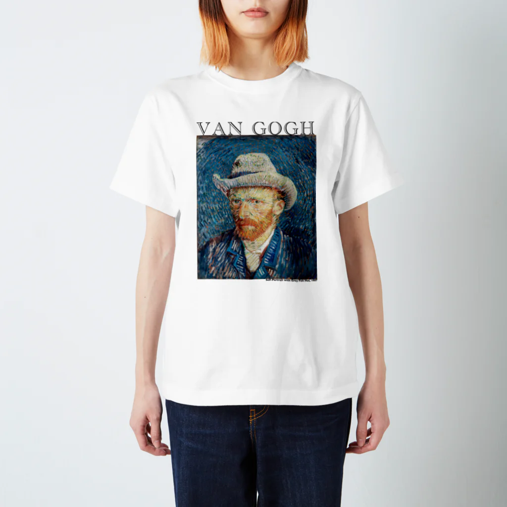 MUGEN ARTのゴッホ　灰色のフェルト帽の自画像　Vincent van Gogh  Regular Fit T-Shirt