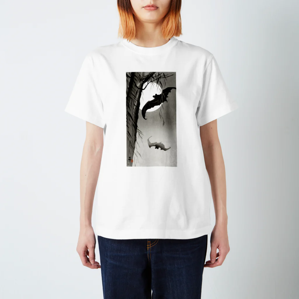 MUGEN ARTの小原古邨　月に蝙蝠（コウモリ）Ohara Koson / Bats under the full moon スタンダードTシャツ