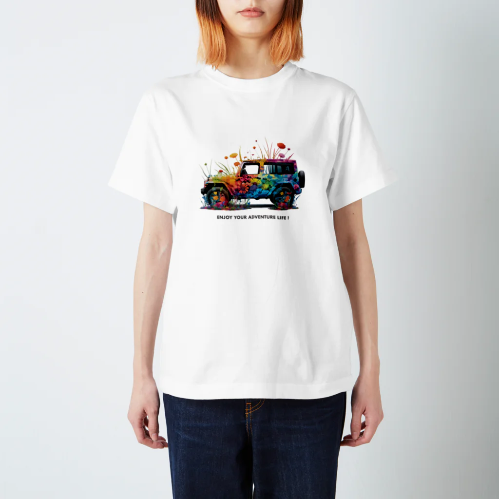 DOG  LOVERSのフラワーJEEP Regular Fit T-Shirt