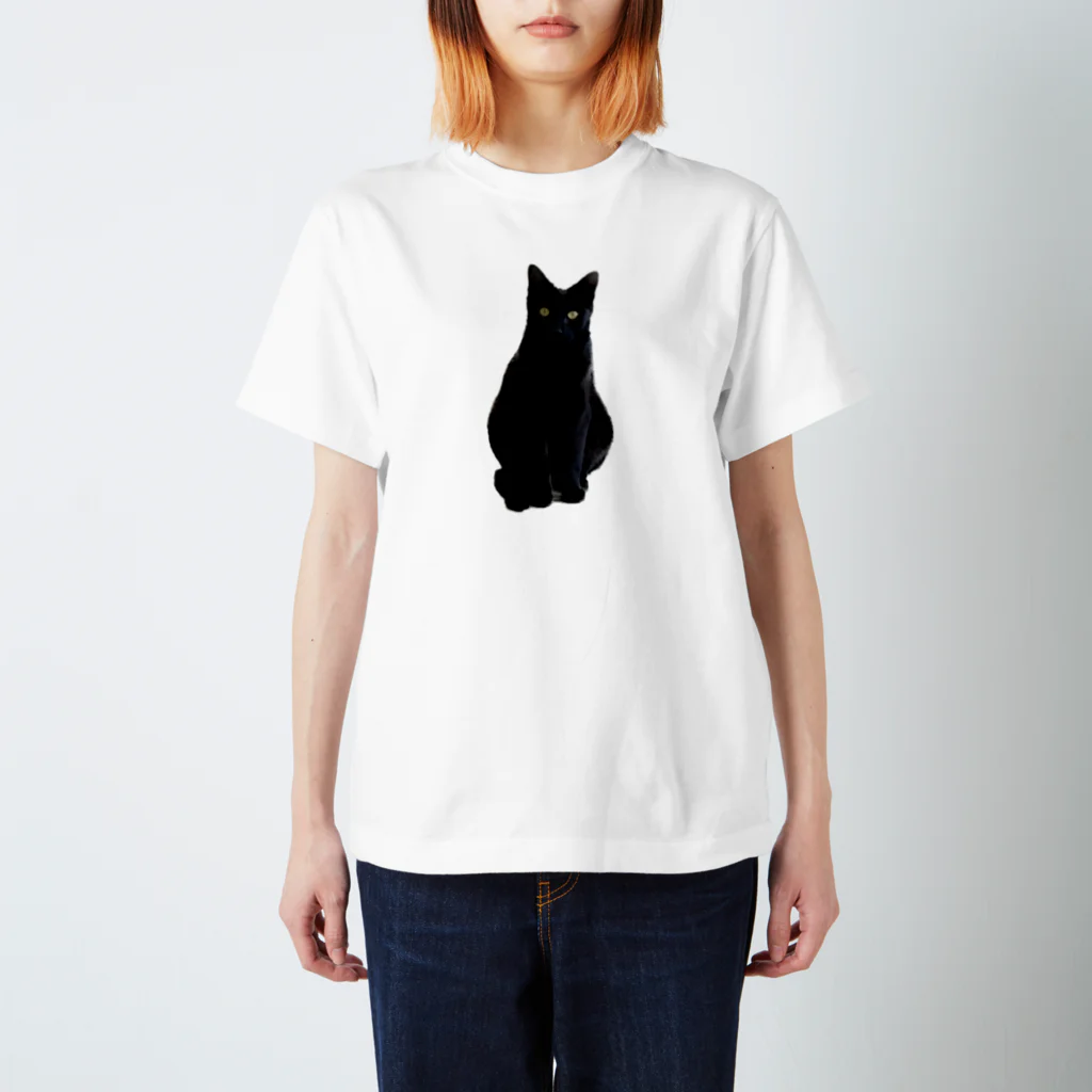 (^ω^)∩　　よ⊃のおすわり黒猫 スタンダードTシャツ