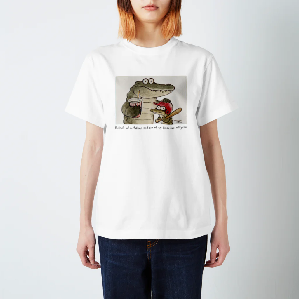 あめみやのとあるアメリカアリゲーターの親子の肖像画 Regular Fit T-Shirt