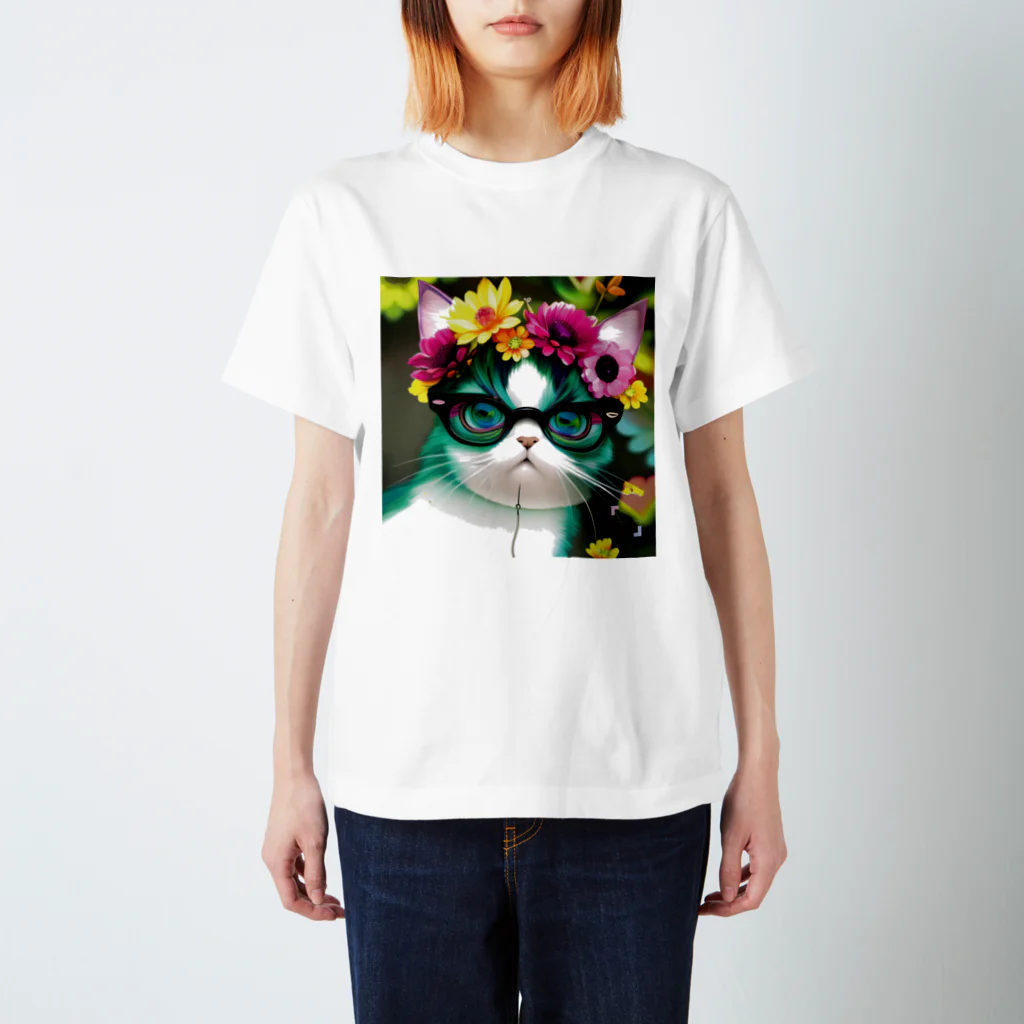 Connect Art SUZURI STOREのConnect Art 002 Cat Regular Fit T-Shirt