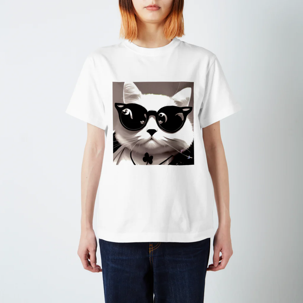 Connect Art SUZURI STOREのConnect Art 001 Cat Regular Fit T-Shirt