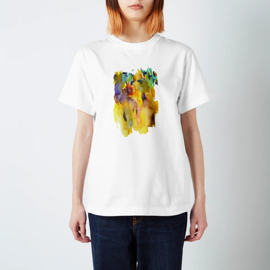 c5watercolorの水彩ペイント・黄色系抽象画 スタンダードTシャツ