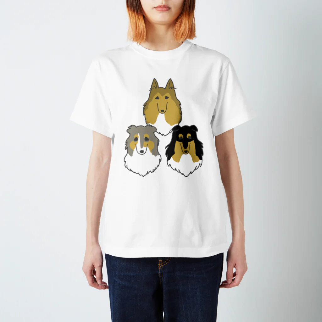 ささみ牧場のふわふわコリーちゃんとシェルティちゃん スタンダードTシャツ