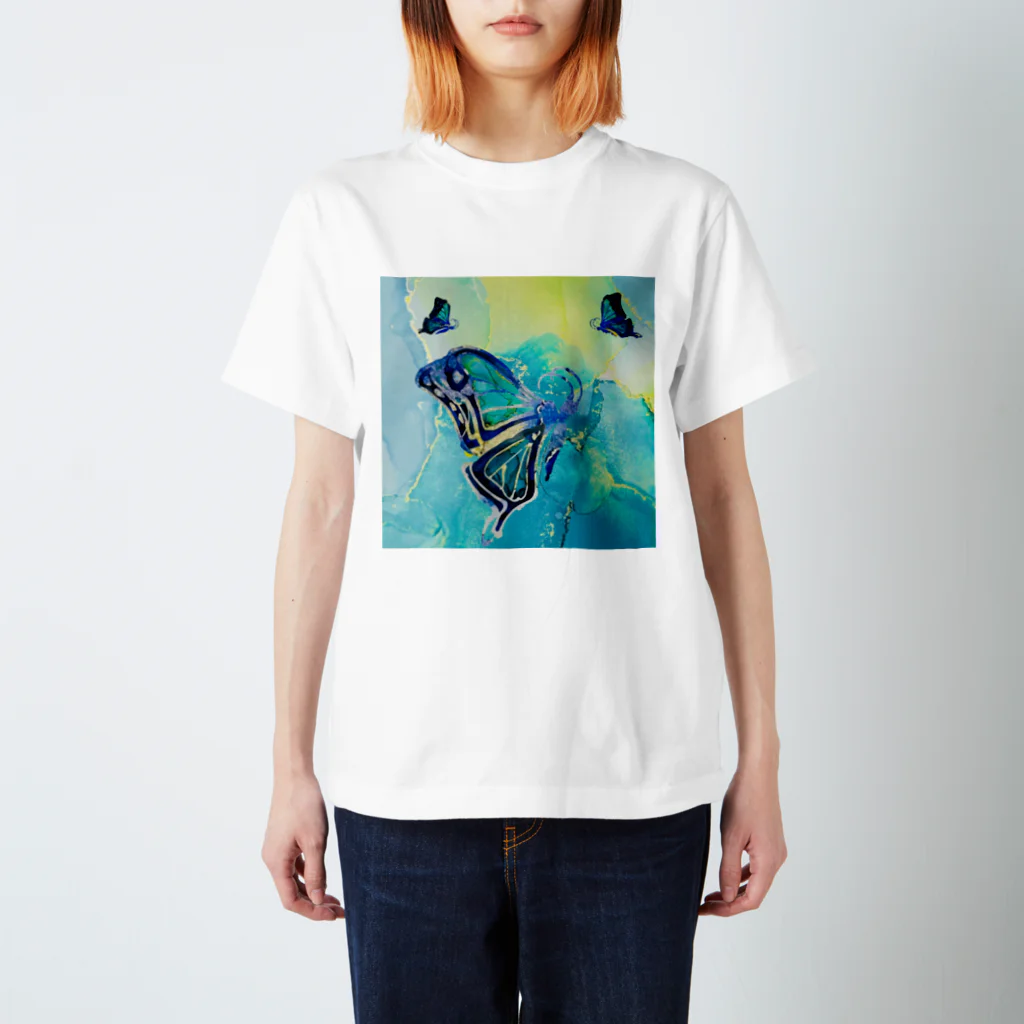 CCCHEART のbutterfly×Blue green Regular Fit T-Shirt