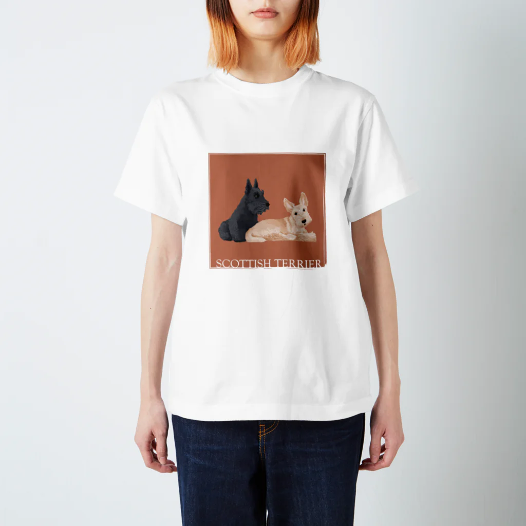 sayapochaccoのMy favirite terriers drom A to Z　~S~ SCOTTISH TERRIER スタンダードTシャツ