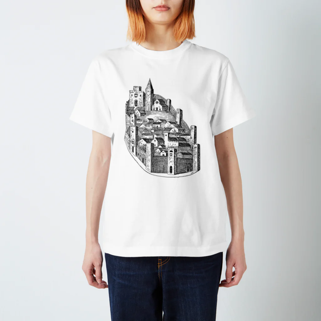 Saza-nami Antique designの城壁のある町 Regular Fit T-Shirt