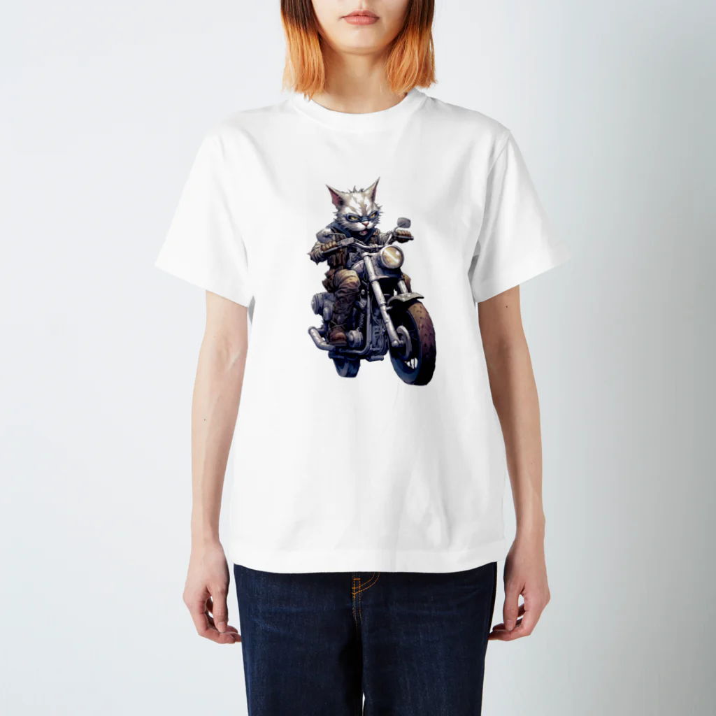 たゆたゆのバイクに乗る猫 スタンダードTシャツ