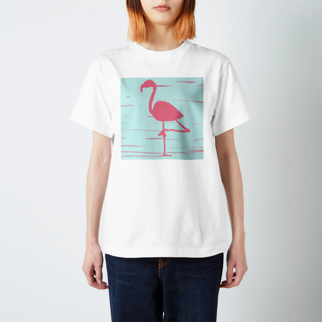 イヅミイラストのフラミンゴピンク スタンダードTシャツ