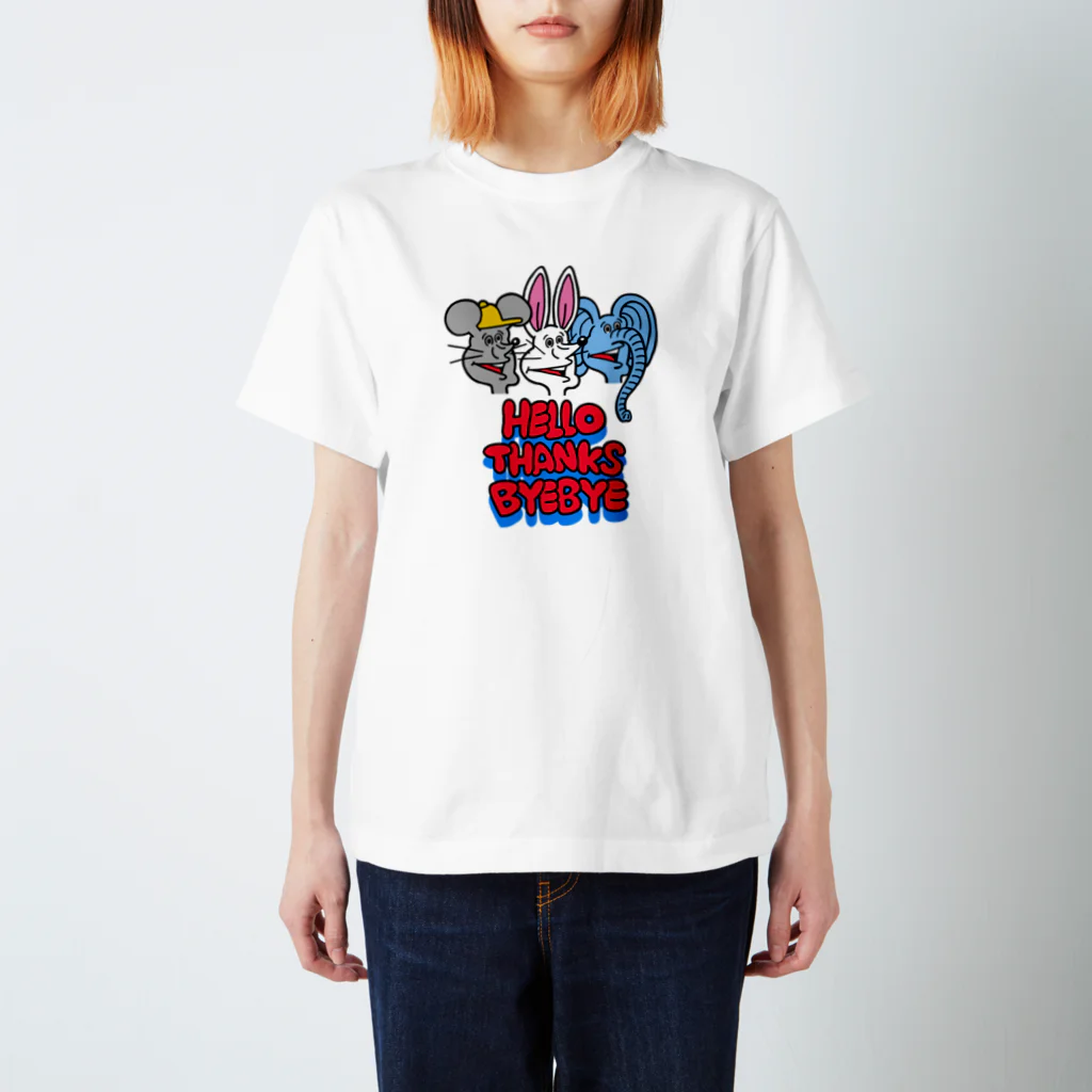 THE DOUBUTSU-ZOO SHOPのHELLO THANKS BYEBYE スタンダードTシャツ