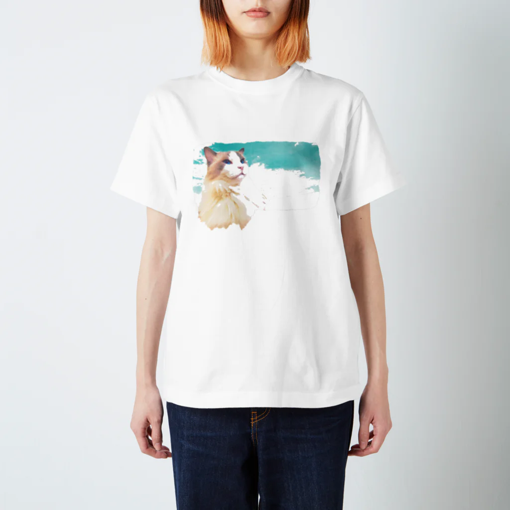 おもち＆つみれの空見るねこ Regular Fit T-Shirt