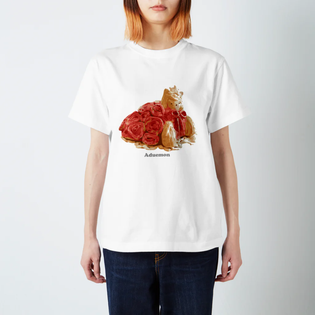 Aduemonの薔薇ドレスヨーキー スタンダードTシャツ