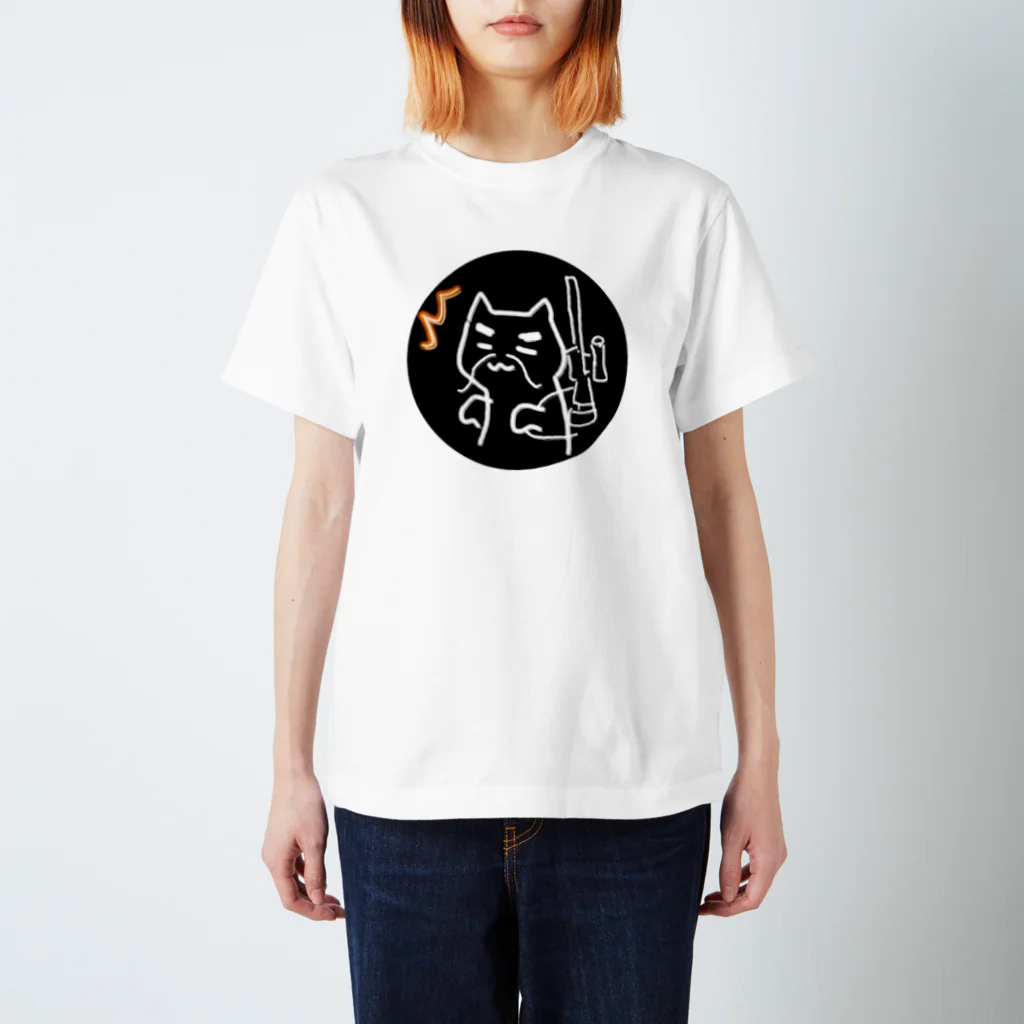 ともちのラクガキ🖍(チーム防衛部)のヨガ猫は眠らないT(ヨガファイア猫) Regular Fit T-Shirt