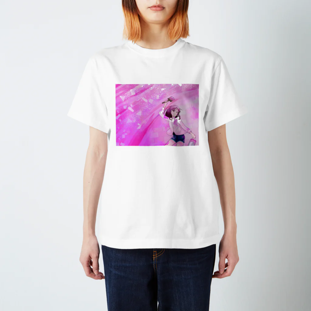 Neige_117のペンキで彩る世界/少女/桃 スタンダードTシャツ