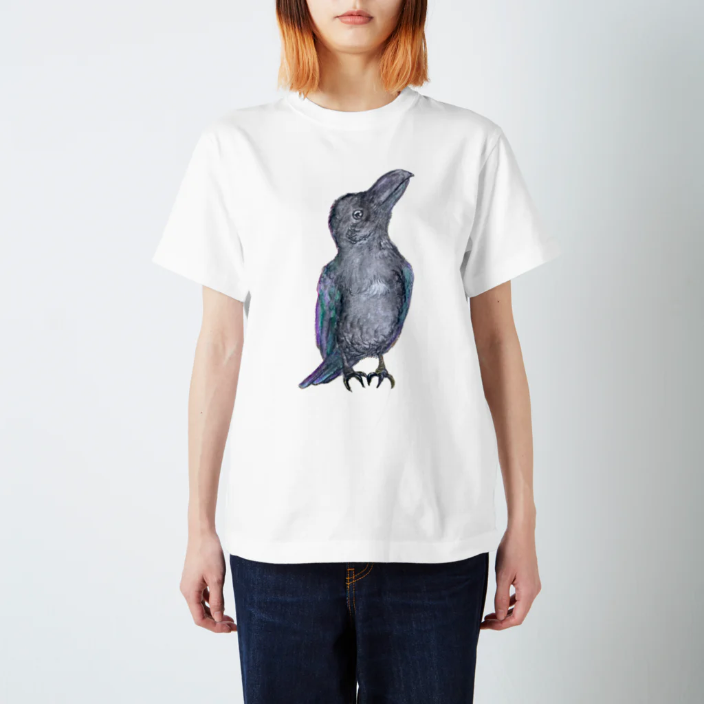 パート主婦しずかのオリジナルイラストグッズのおすましカラスのハッピー(背景なし) スタンダードTシャツ