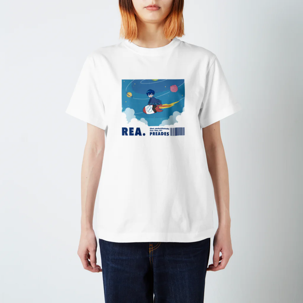 Rea  goodsのレア　🪐宇宙へ冒険🚀白系 ドット絵 スタンダードTシャツ