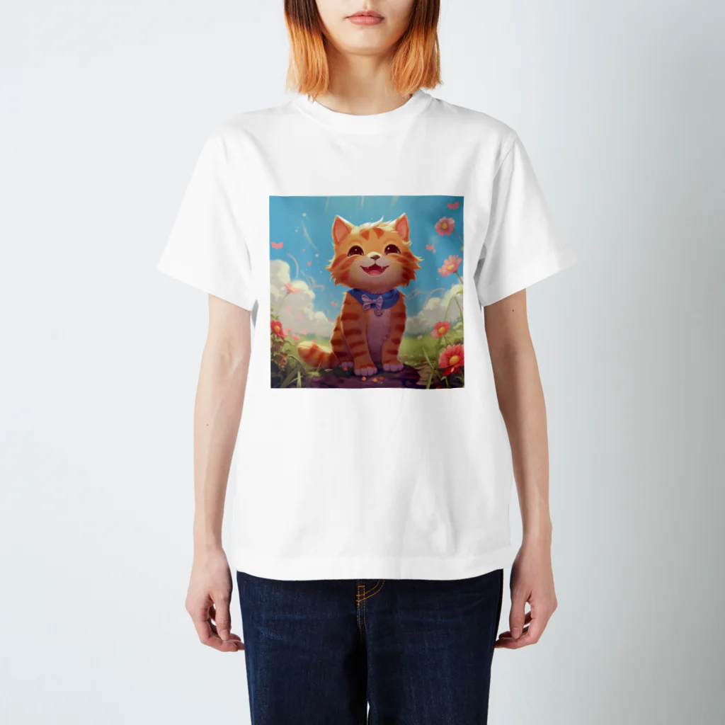 ネオン街/Neon Streetの魔法猫TIYCHA スタンダードTシャツ