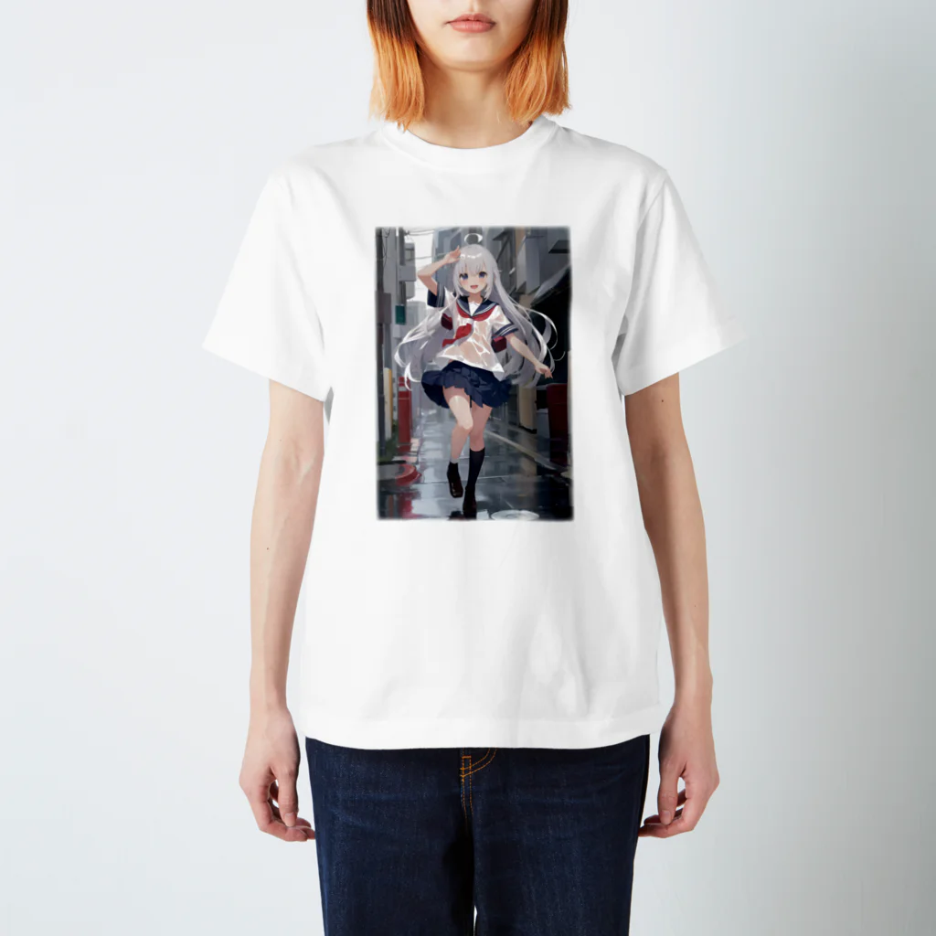 KAZAHANAの雨上がりの少女 Regular Fit T-Shirt