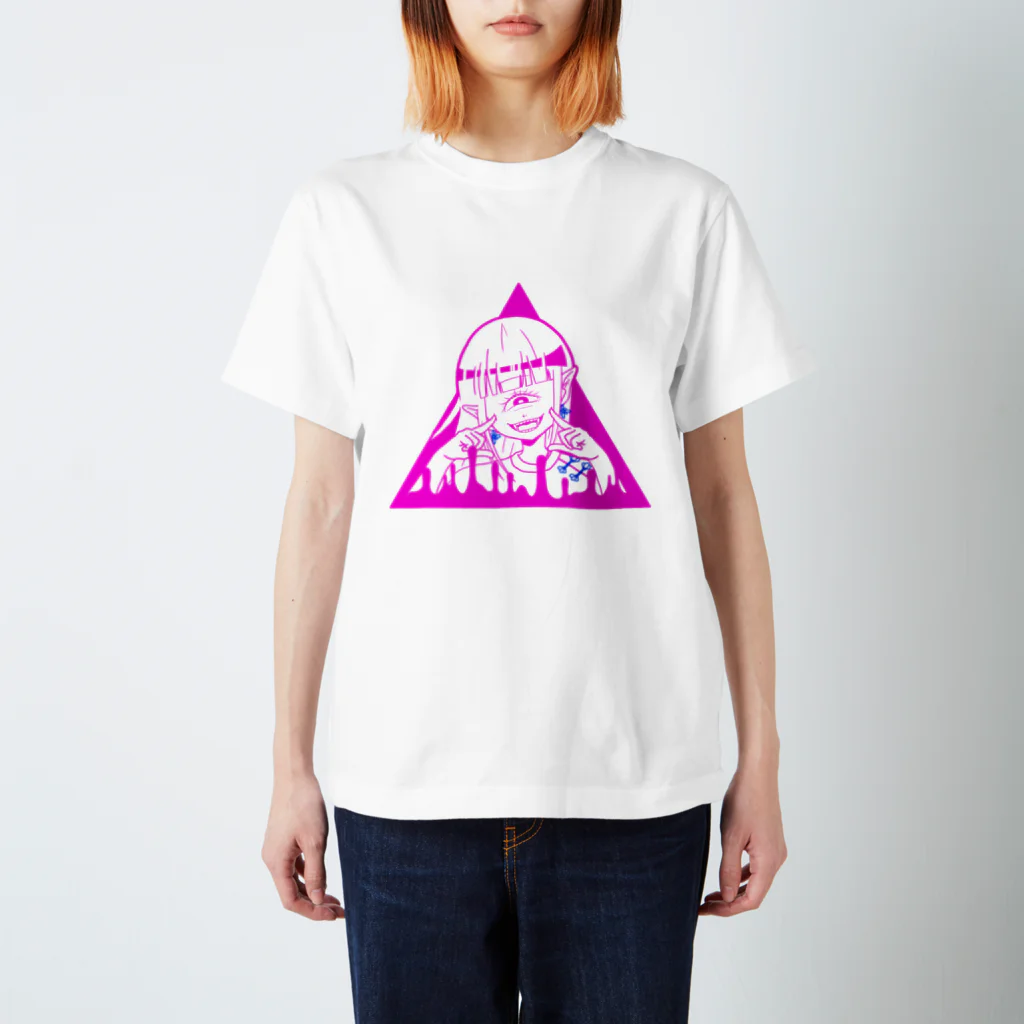 ラプトルのピンクの単眼ちゃん スタンダードTシャツ