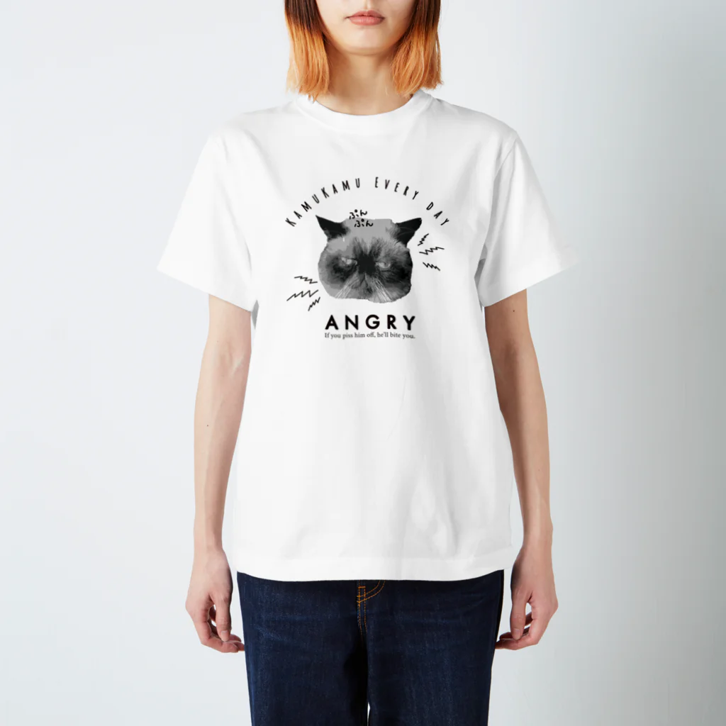 猫のはまちししゃもしらす osakana-sentai-POISSONのとにかく怒ってるエキゾチックショートヘアの猫 Regular Fit T-Shirt