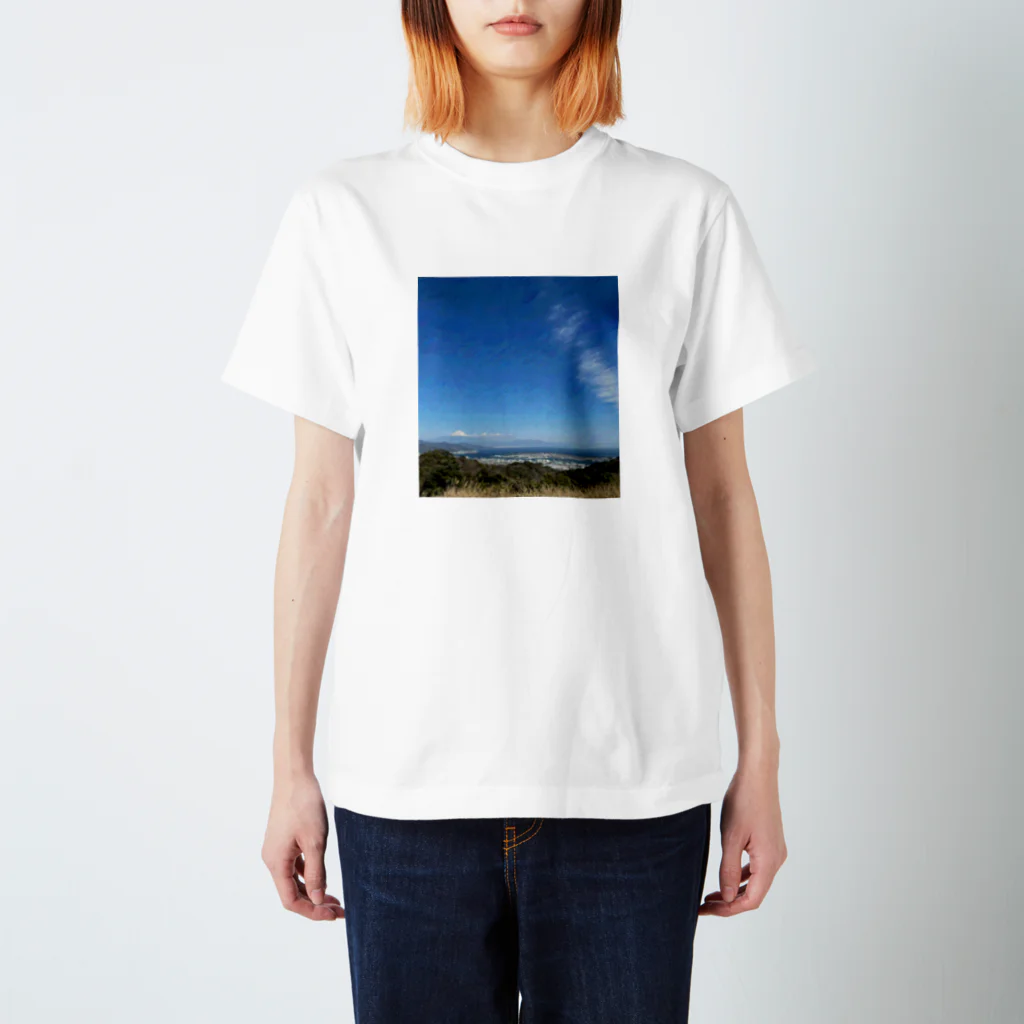 絶景チャンネル@写真の富士山と海（スケッチバージョン） スタンダードTシャツ