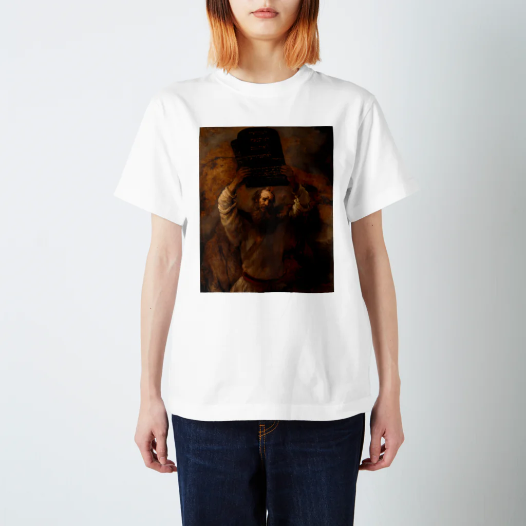 世界美術商店の十戒の石板を破壊するモーセ / Moses Breaking the Tablets of the Law Regular Fit T-Shirt